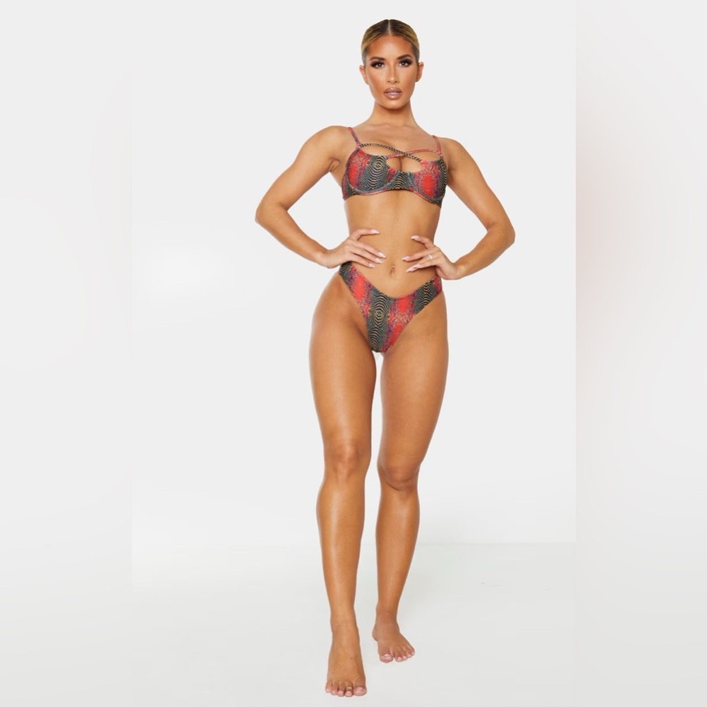 Orange Snake Underwired Multi Strap Bikini Top - image 4